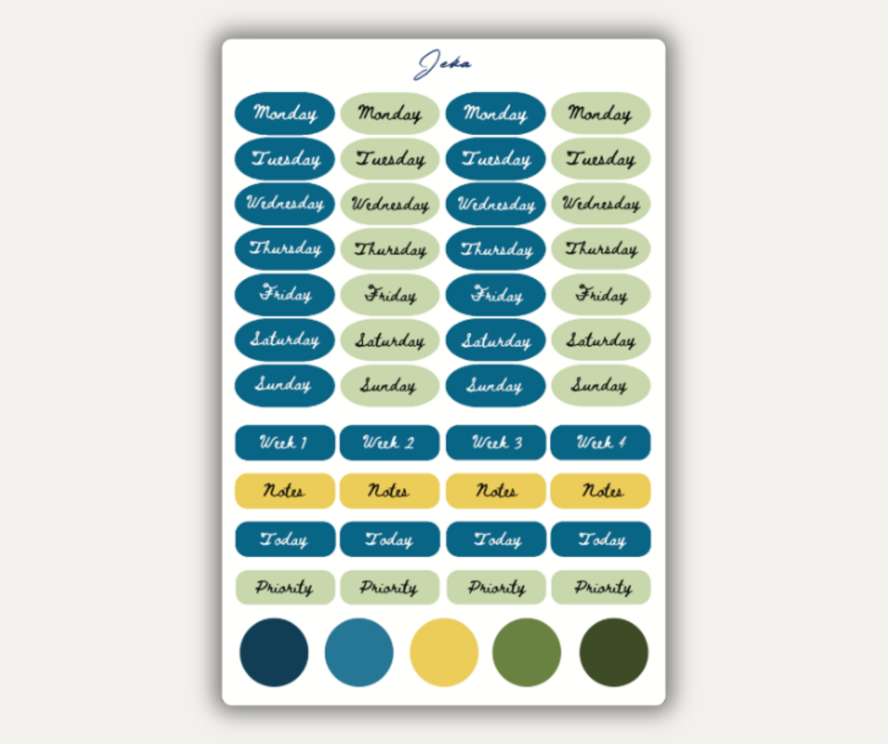 Planner Days Mellow Sticker Sheet