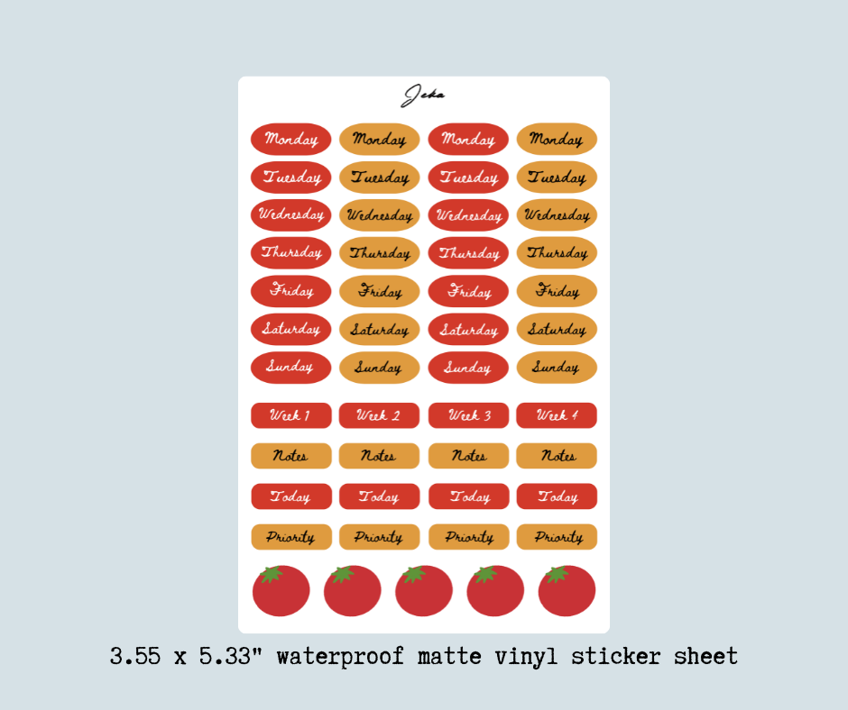 Planner Days Tomato Sticker Sheet