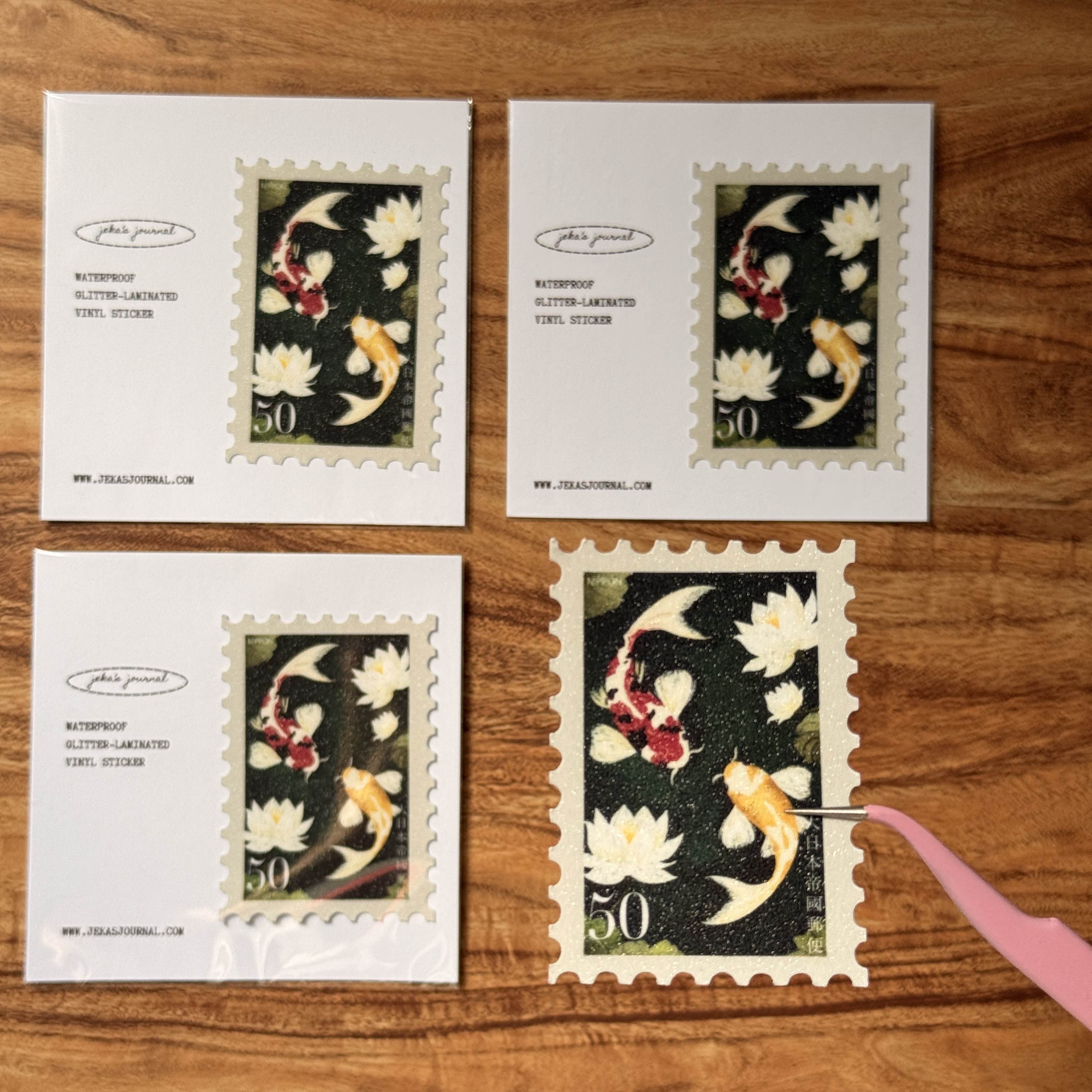 Nippon Love-Koi Vintage Stamp Glittered Vinyl Sticker