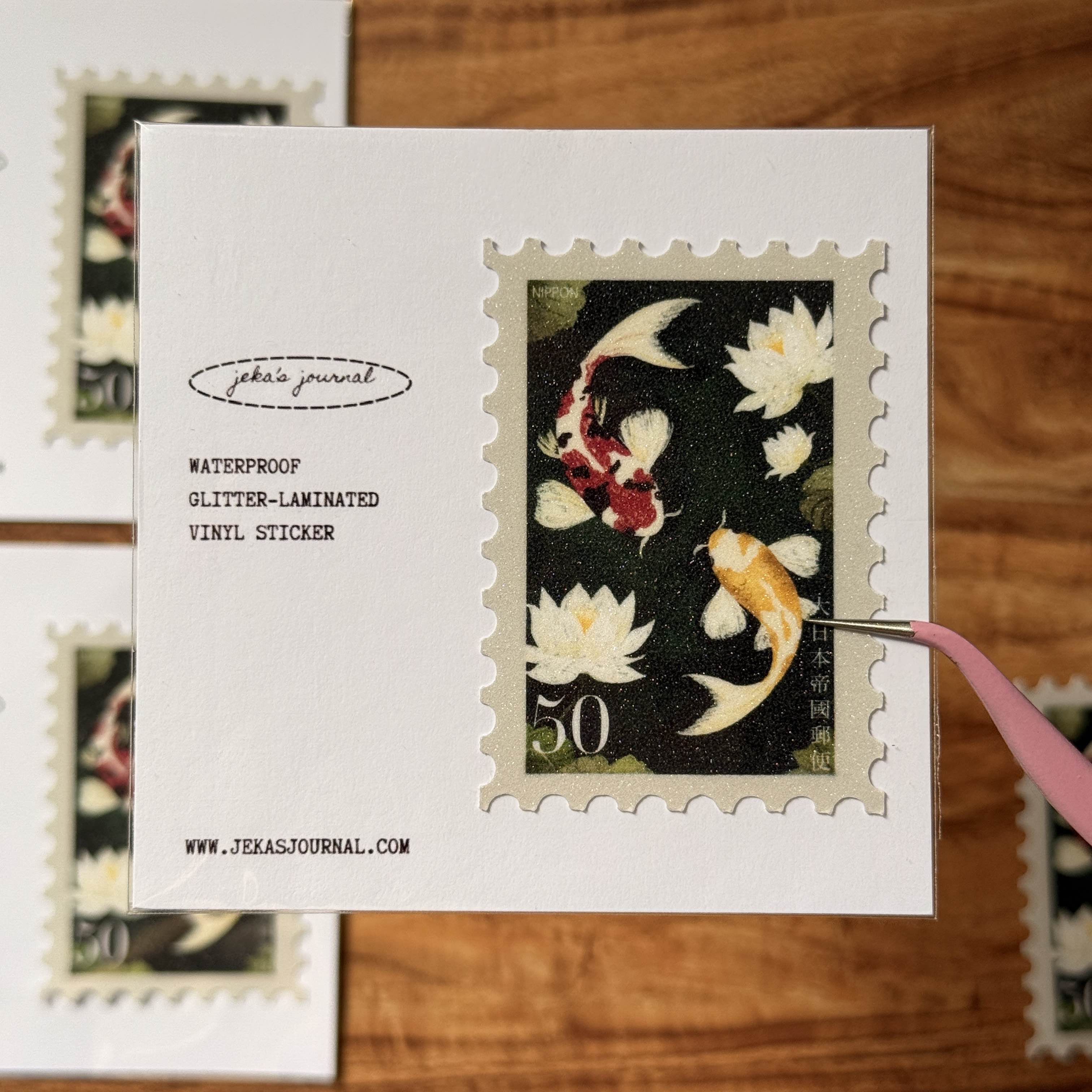 Nippon Love-Koi Vintage Stamp Glittered Vinyl Sticker