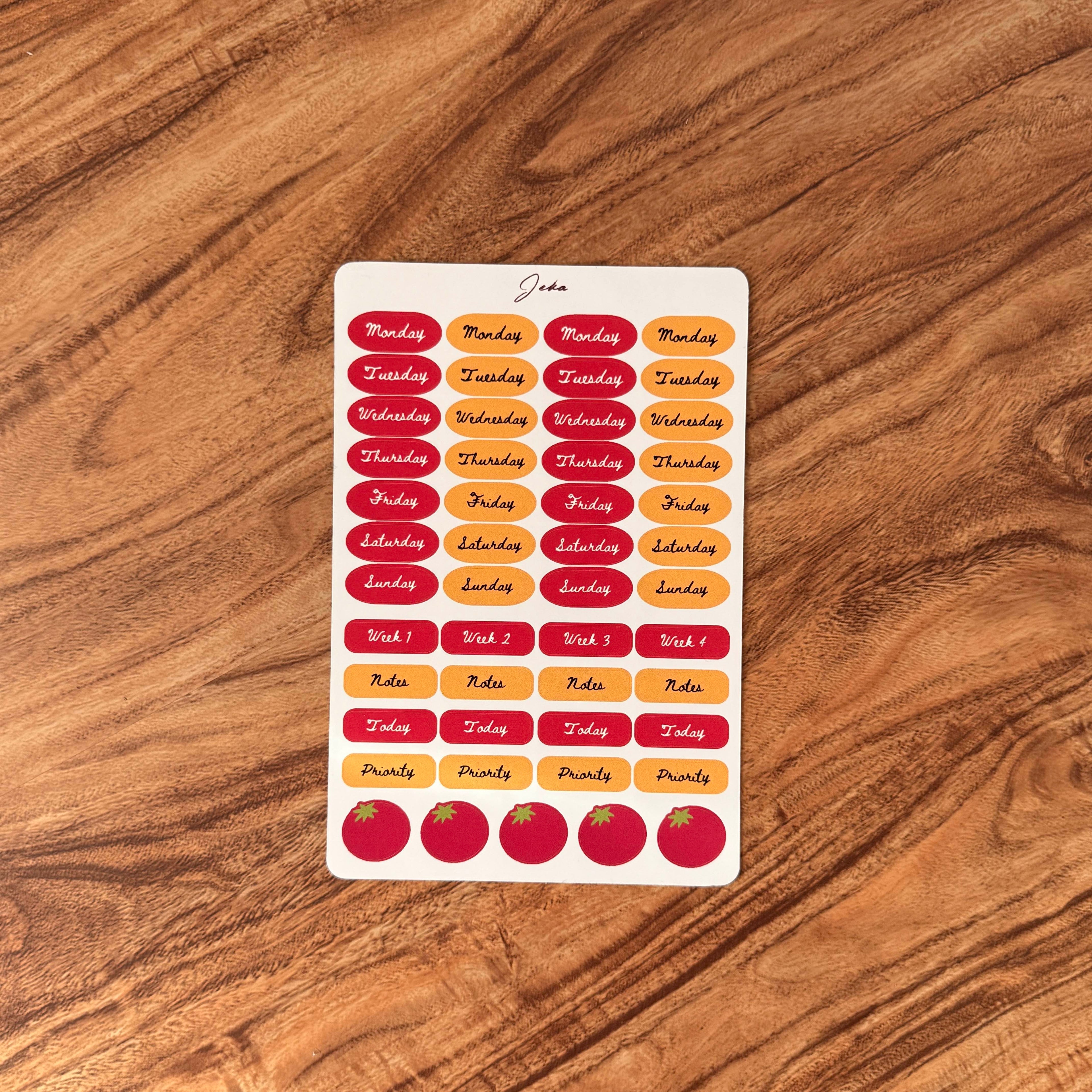 Planner Days Tomato Sticker Sheet