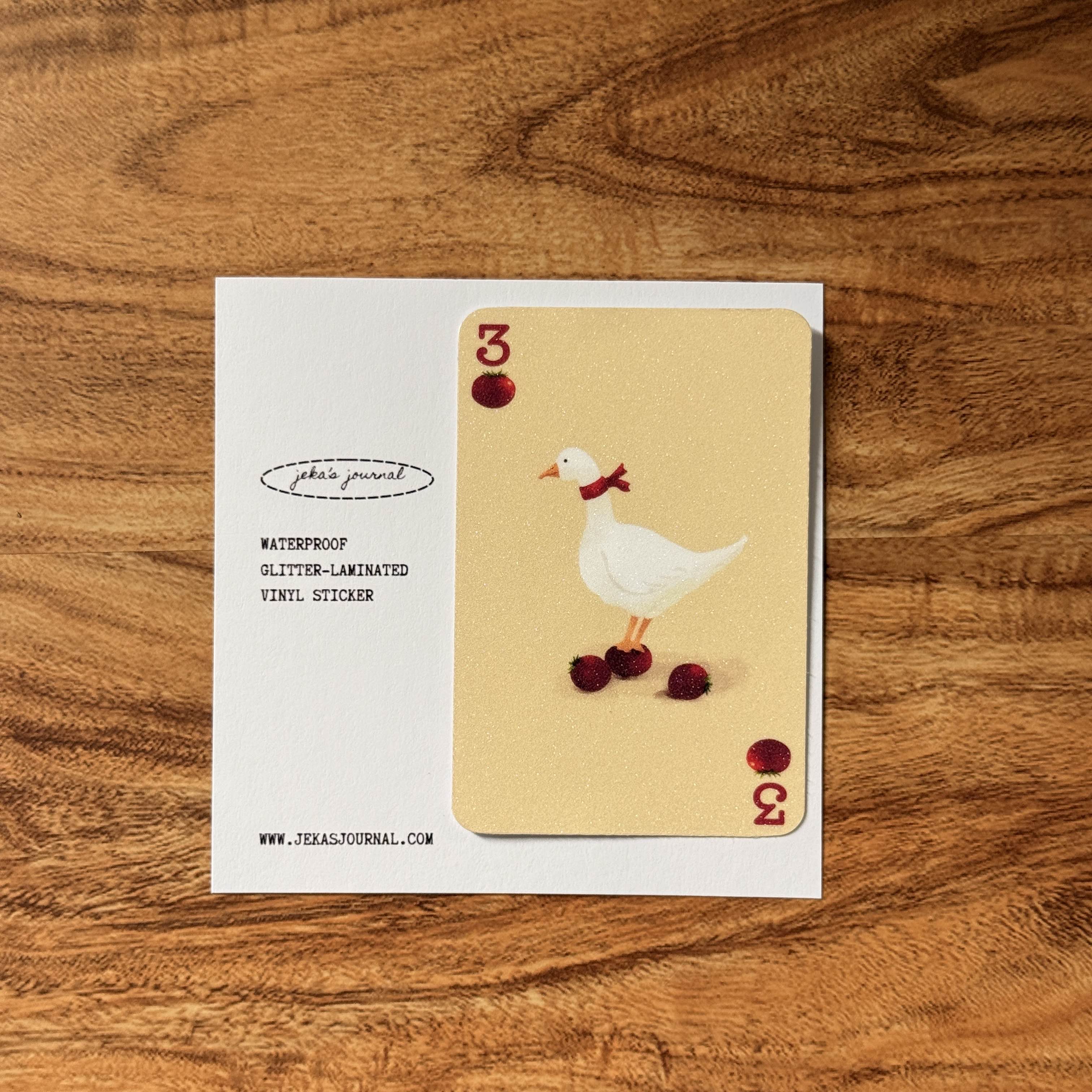 Three of Tomatoes Duck Glittered Vinyl Sticker