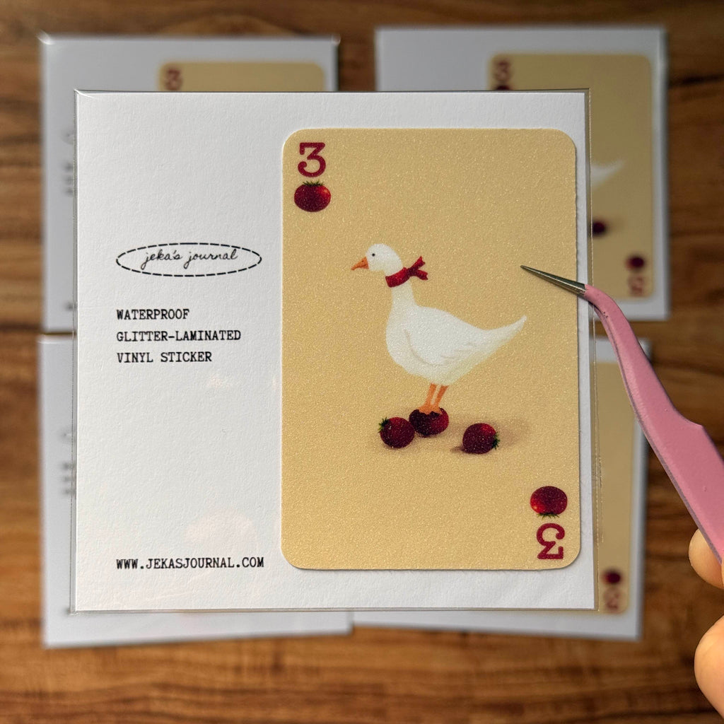 Three of Tomatoes Duck Glittered Vinyl Sticker