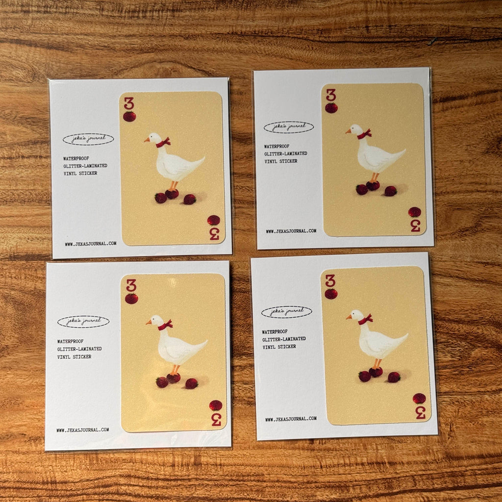 Three of Tomatoes Duck Glittered Vinyl Sticker