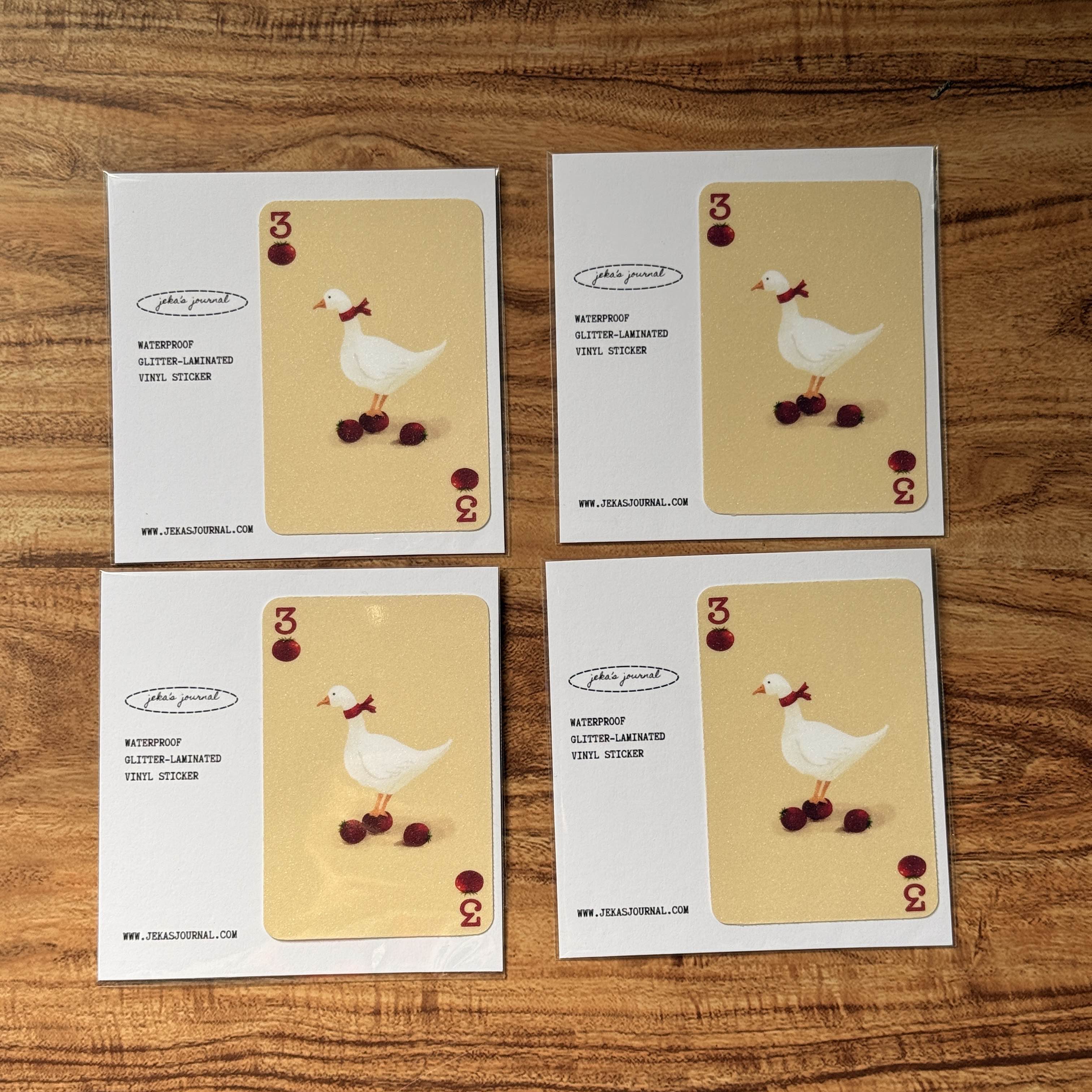 Three of Tomatoes Duck Glittered Vinyl Sticker