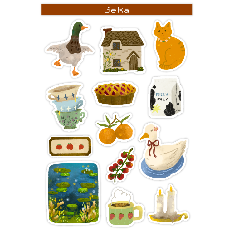 Whimsical Orange Sticker Sheey