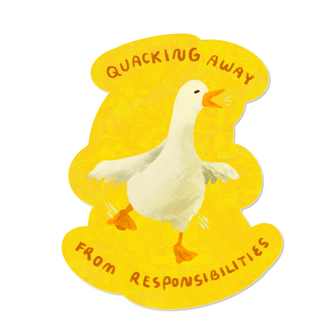 Quacking Away Duck Glittered Vinyl Sticker
